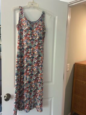Floral Sleeveless Maxi Dress - Blue & Multi